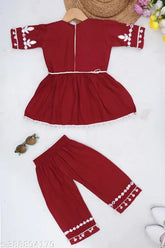 Embellished rayon dress for girls (0-1 years), net pattern, short sleeves, Indian origin